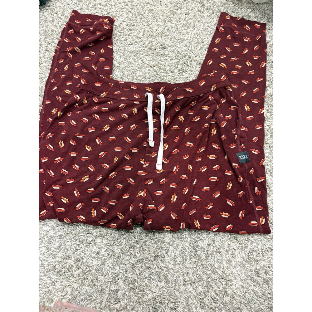 SAXX Viewfinder Baselayer Pants Sz Large Hot Diggity Hot Dog Pajamas Frankfurter